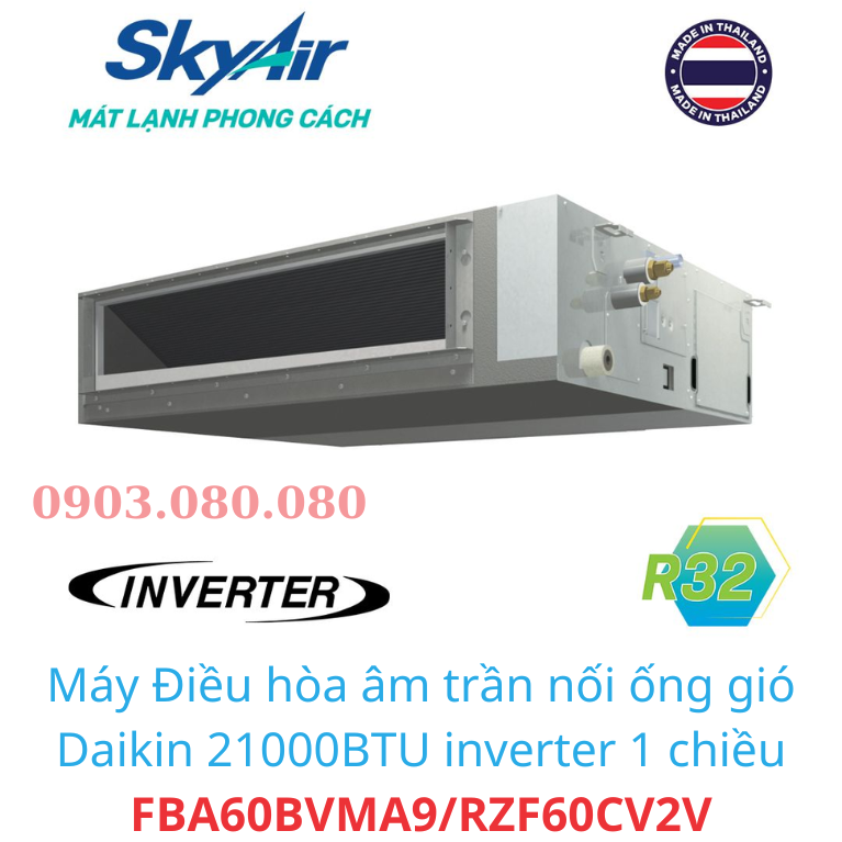 Điều Hòa Daikin FBA60BVMA9/RZF60CV2V+BRC1E63 Skyair Giấu Trần Inverter R32 - HRT